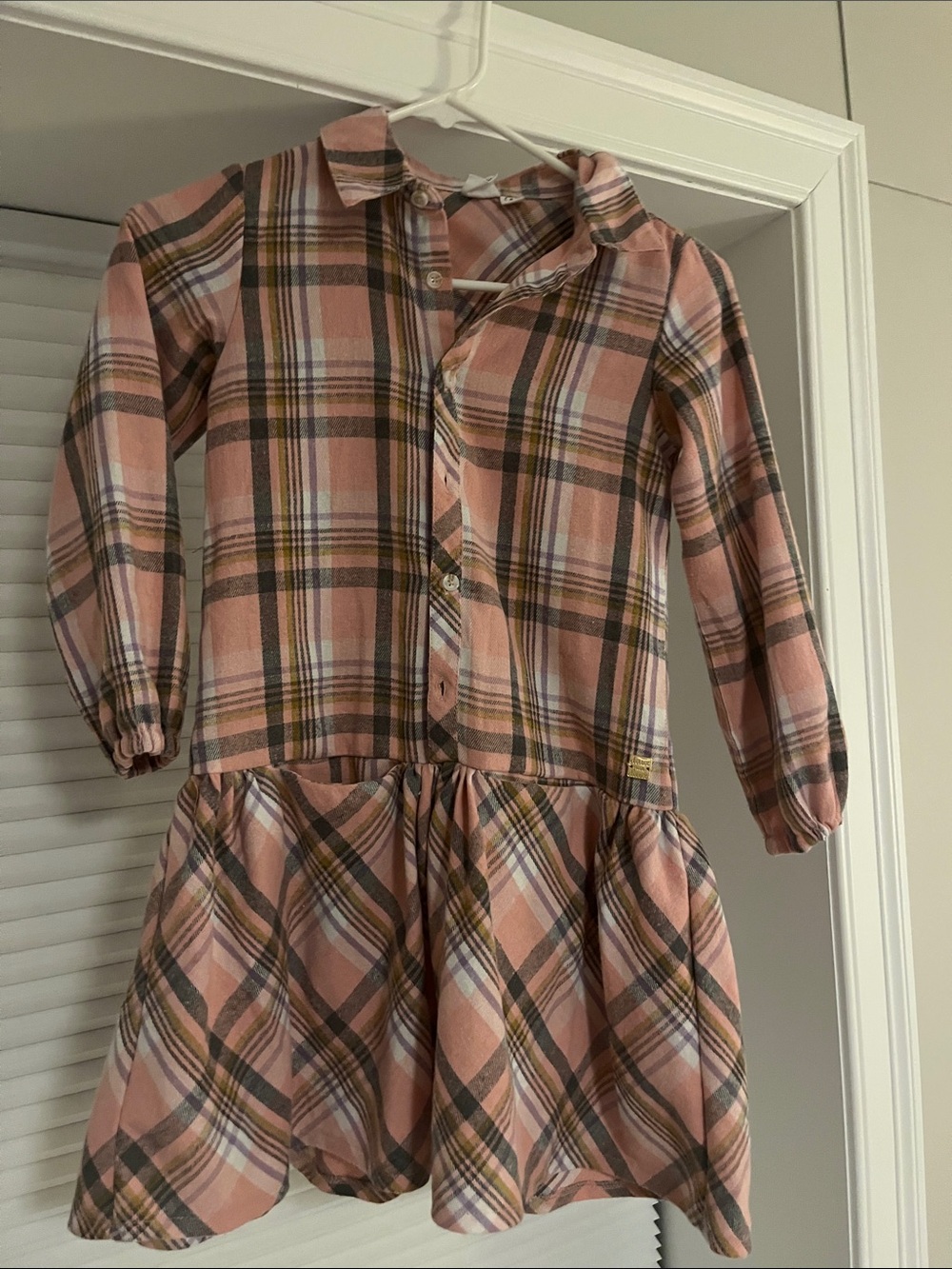 deux par deux Pink Plaid Cotton Button-Front Dress size 8